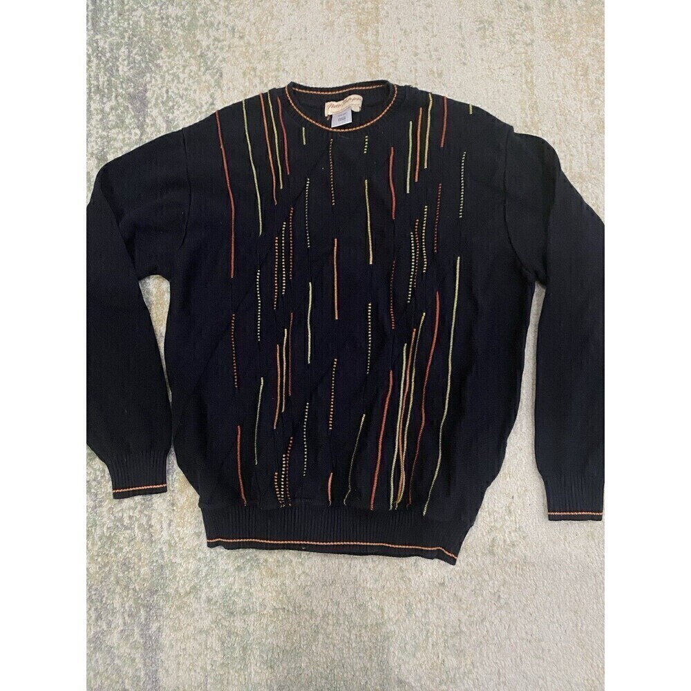 Norm Thompson Sweater Men L 3D Chunky Knit Textured Cosby